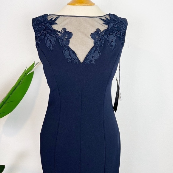 Aidan Mattox Scuba-Crepe Illusion Dress - Picture 4 of 8